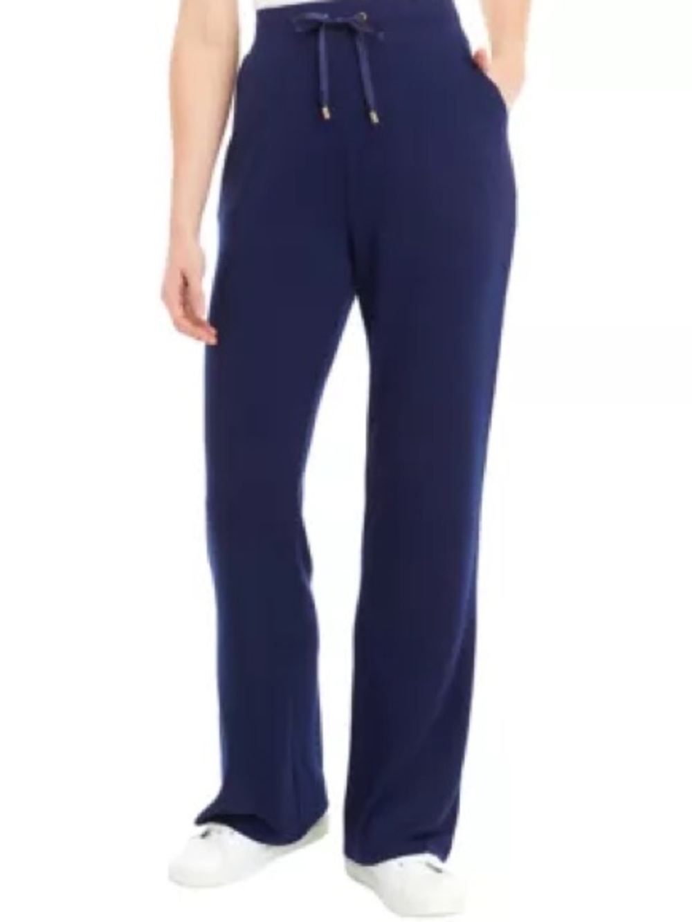 crown & ivy Navy Drawstring Wide-Leg Pants